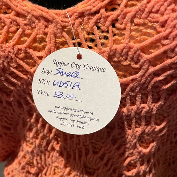 Crochet and Knitted Papaya V Neck Sweater - Picture 17 of 17